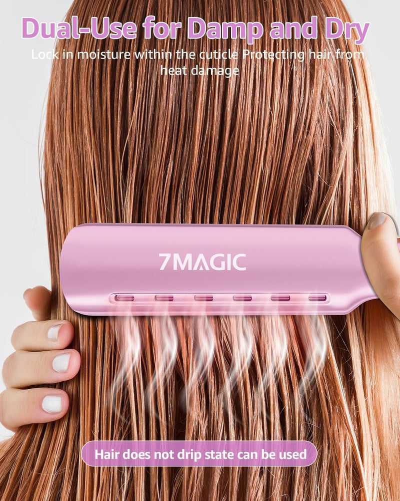 7MAGIC Nano Titanium Hair Straightener, 1.7" Wide Flat Iron for All Hair Types, Flat Iron Hair Straightener with 5 Temp, Hair Iron with Dual Voltage, Straightening Iron for Fast Straightening, Purple - Image 5